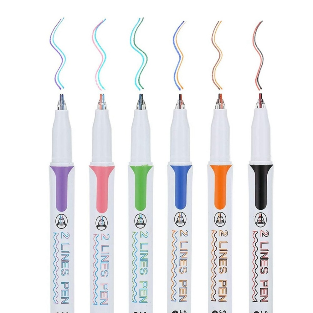 2 Pen Sets, Each 6 colorful Mr.Pen Double Line Pens, Journaling Pens